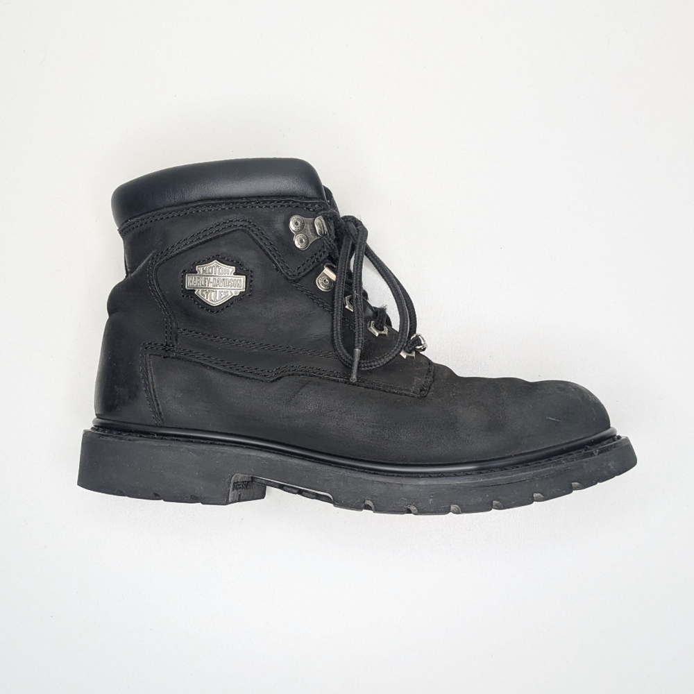 Harley Davidson Badlands Motorcycle Boots Black Leather Lace Up Men's Size 9